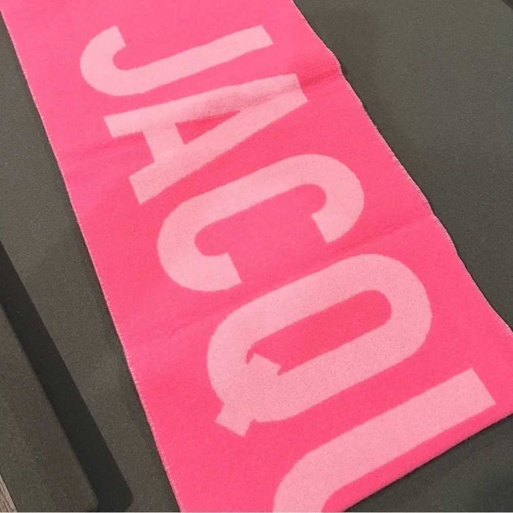 Jacquemus Pink Fringe Logo Scarf - Picture 6 of 14